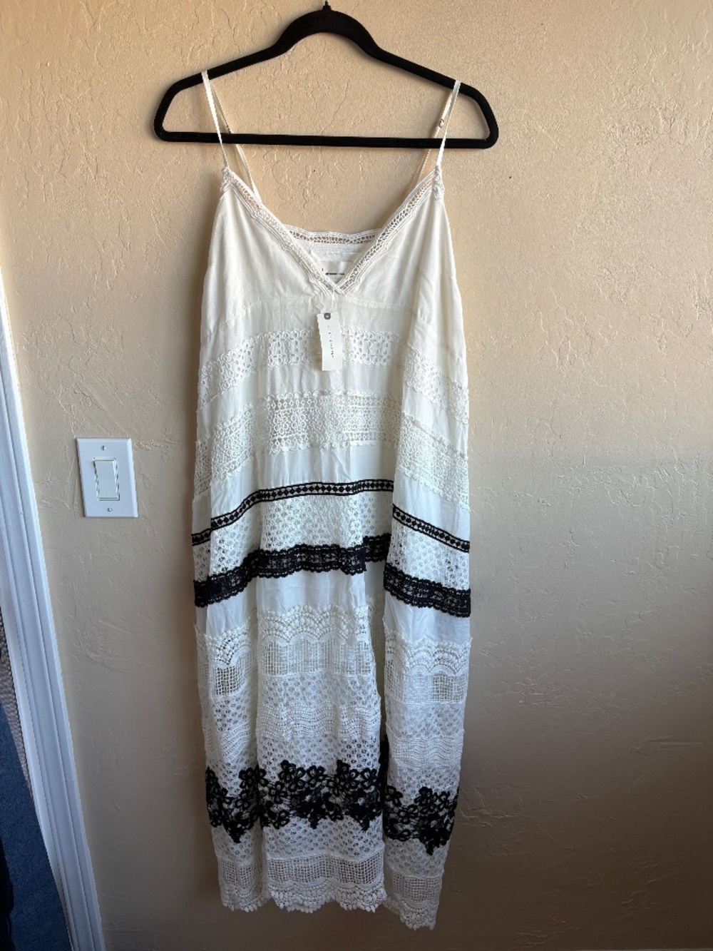 Anthropologie NWT Lace black and white dress Size XS